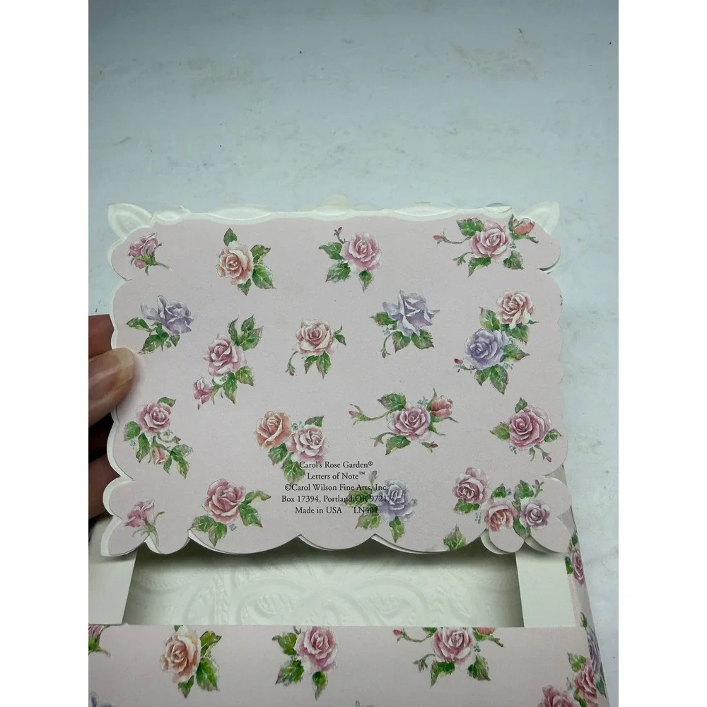 Carol Wilson Rose Garden Monogram D Initial Floral Embossed Stationery Set 9 ct